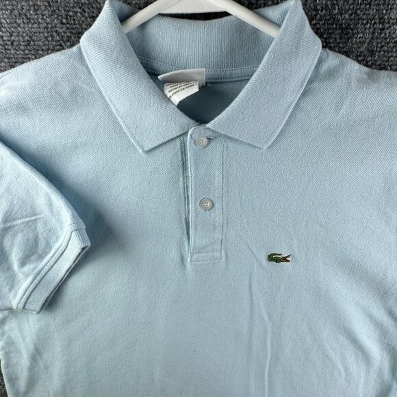 Lacoste Men’s Short Sleeve Light Blue Cotton Polo Shirt Adult Size 6 W Logo - Picture 1 of 15